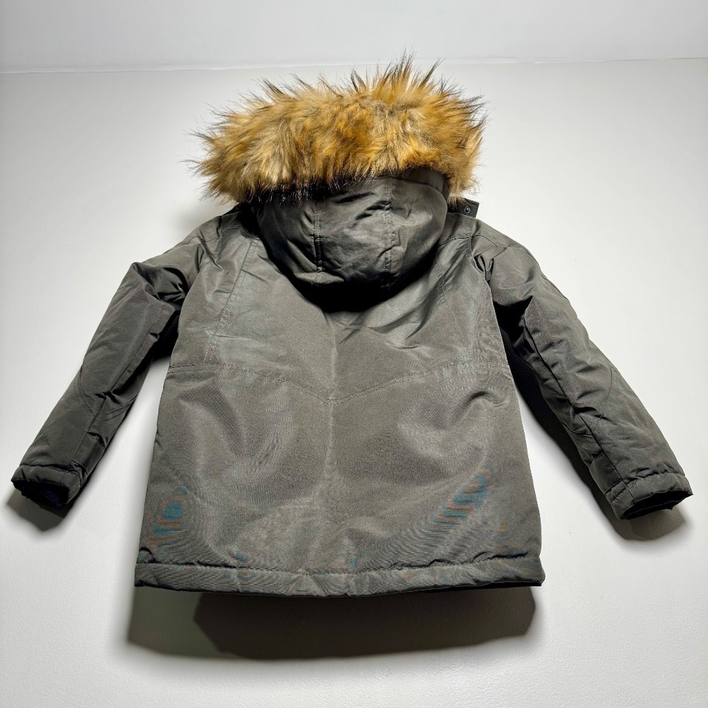 Ben Sherman Youth Faux Fur Trim Hooded Parka Puffer Coat in Olive Green Sz S (8)